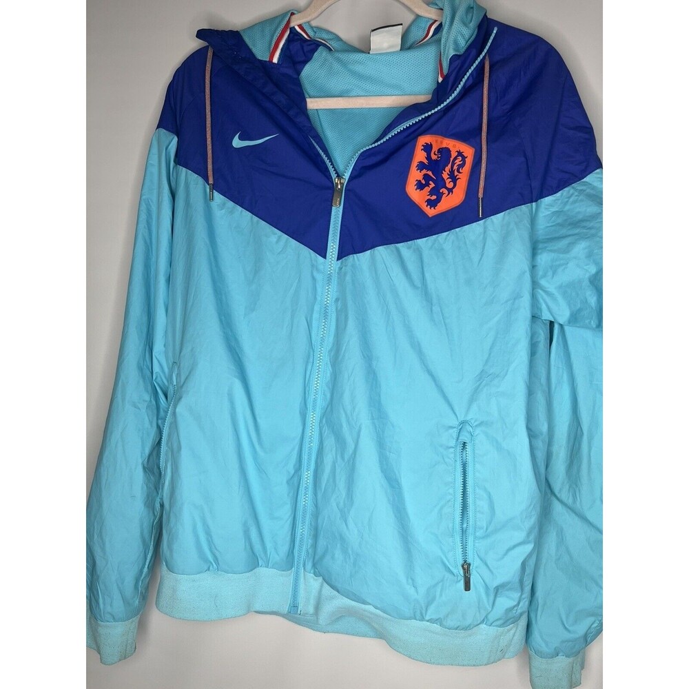 NIKE KNVB Jacket Hooded Mens size L Rare Light Blue Purple color Logo